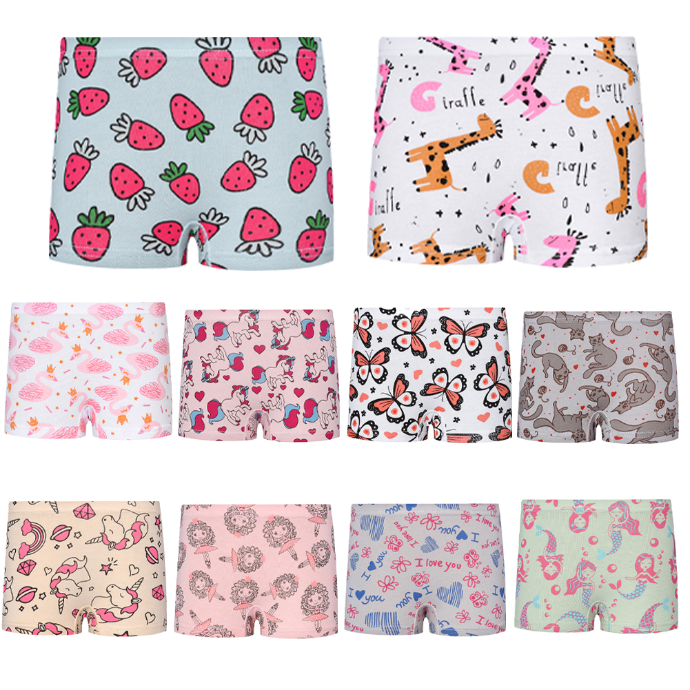 FLMEI Girls'Soft Cotton Underwear for Toddler Kids Boxer Briefs 1-9Years Little Girls Panties Underwear Boxer Briefs,Size 6-7 (Pack of 3)